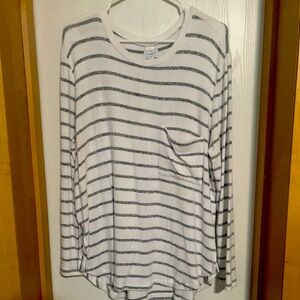 Gray and white strip top